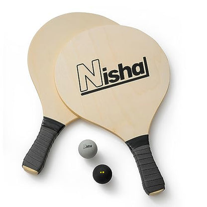 Nisha - Paddle Ball Set, Complete Set with 2 Pro Balls, 2 Rackets and Paddle Grips, Interactive Indoor, Outdoor and Beach Game, Comes in a Durable Plastic Case