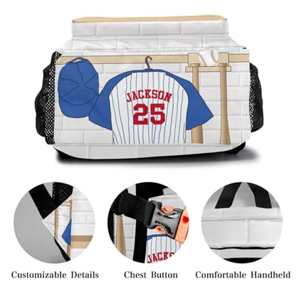 Sport Jersey Baseball Number Blue Personalized School Backpack for Teen Kid-Boy/Girl Primary Daypack Travel Bookbag - color: Option 30