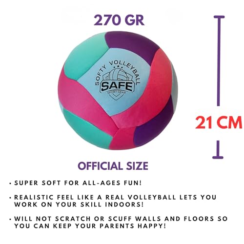 Softy Volleyball - Super Soft Designed for Pain-Free Play - Awesome Kids Indoor Ball with a Realistic Feel and Bounce - Perfect Ball for House