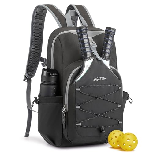 G4Free Pickleball Bag, Pickleball Backpack for Women and Men, Padel Bag Fits 2 to 4 Paddles, Gifts for Pickleball Lovers - color: Dark Grey