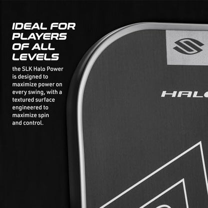 Selkirk Sport SLK Halo Raw Carbon Fiber Pickleball Paddle | Power, Pro and Control Pickleball Paddles | T700, 18K Ultraweave, Aramid Fiber LinkWeave | Designed & Controlled in USA - color: Power | Gray | 2025, size: XL (Elongated Shape)