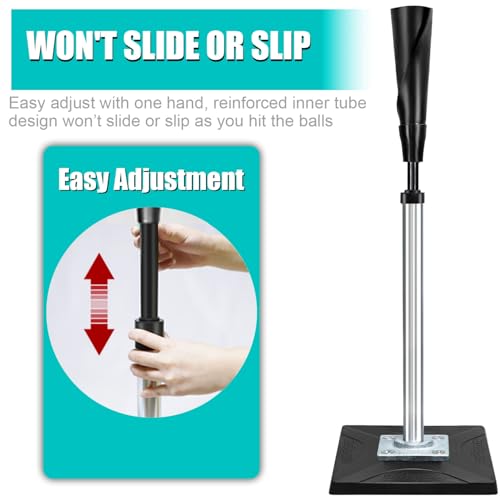Zdgao Portable Batting Tee for Baseball/Softball, Height Adjustment 25"- 46" Baseball Tee with Removable Rubber Top and Premium Base for All Ages Training and Practice - style: 25"-37" Height Adjustable