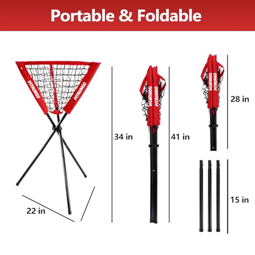 Baseball Softball Ball Caddy Portable Batting Practice Baseball Bat Bags | Use During Training and Drills | Save Your Back No More Bending | Holds up to 60 Baseballs | Instant Setup