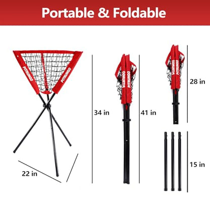 Baseball Softball Ball Caddy Portable Batting Practice Baseball Bat Bags | Use During Training and Drills | Save Your Back No More Bending | Holds up to 60 Baseballs | Instant Setup