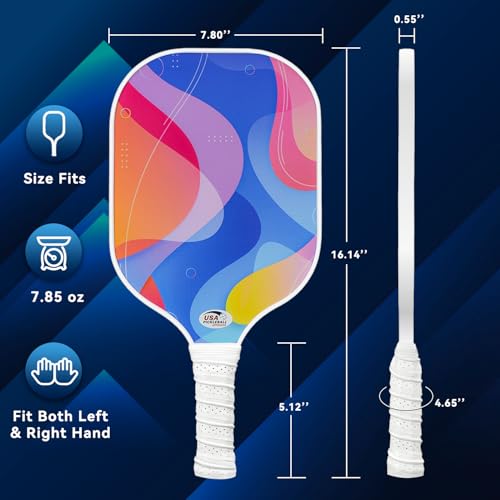 Pickleball Paddles Set of 2 with 4 Balls - USAPA Approved Fiberglass Surface, Lightweight, Non-Slip Grip - Premium Paddle Set for All Skill Levels Indoor & Outdoor - color: Sky Blue