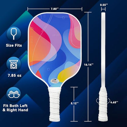 Pickleball Paddles Set of 2 with 4 Balls - USAPA Approved Fiberglass Surface, Lightweight, Non-Slip Grip - Premium Paddle Set for All Skill Levels Indoor & Outdoor - color: Sky Blue
