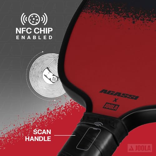 JOOLA Agassi GRAF Champion 12mm Pickleball Paddle - Sandblasted Pickleball Racket Increases Spin & Control - Agassi Shape with Extended Sweet Spot - UPA-A Certified - USAP Approved - NFC Chip Enabled - color: Single | 12mm Fiberglass | Agassi Champion