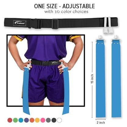 Trained Flag Football Set – Adjustable Flag Football Belt with 2 Flags & Audible Pop – Durable Flag Football Gear for Youth, Kids & Adults