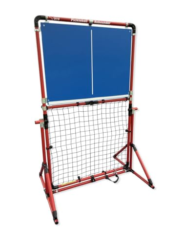 Portable Pickleball Rebounder | 3 Panel Angle Positions | Trainer for Practice Dinks & Drills | Adjustable Panel Angles - color: Red Frame and Blue Panel