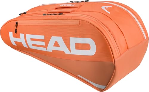 HEAD Tour Racquet Bag M (6R) Tennis Bag - Holds Up to 6 Racquets, CCT+ Climate Control Technology, 2 Main Compartments, Shoe Pocket & Backpack Carry System - color: Orange