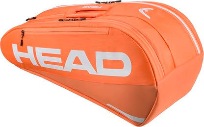 HEAD Tour Racquet Bag M (6R) Tennis Bag - Holds Up to 6 Racquets, CCT+ Climate Control Technology, 2 Main Compartments, Shoe Pocket & Backpack Carry System - color: Orange