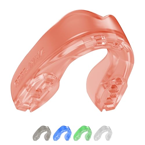 SAFEJAWZ Mouth Guard, Elements Dual Layer Mouthguard for Adults & Youth with Case, Easy Fit Remoldable Mouthpiece for Football, Boxing, Lacrosse, MMA, Basketball & All Contact Sports - color: Fire, size: Junior (up to 11)