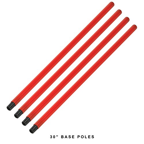 Coaching Combo Sticks Set – 4 Training Poles with 4 Weighted Rubber Bases, 30” Modular Poles, Converts to 5FT Coaching Sticks or Corner Flags – For Soccer Training, Turf, Grass & Indoor Use