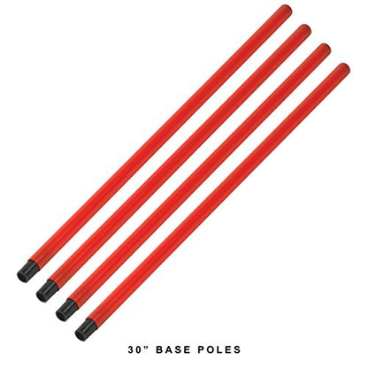 Coaching Combo Sticks Set – 4 Training Poles with 4 Weighted Rubber Bases, 30” Modular Poles, Converts to 5FT Coaching Sticks or Corner Flags – For Soccer Training, Turf, Grass & Indoor Use