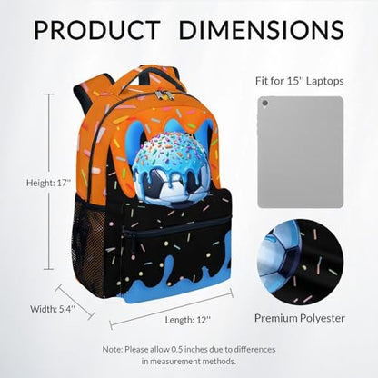 Boys Backpack - Soccer Sports Backpack for Toddler Kids Team Gift Drip Design Schoolbag 17" with Adjustable Straps - color: Orange
