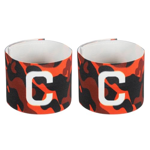 MECCANIXITY Soccer Captain Armband, Nylon Captain Arm Bands for Soccer Elastic Captain C Arm Band Sports Captain Armbands for Football Team Youth & Adult - color: Orange