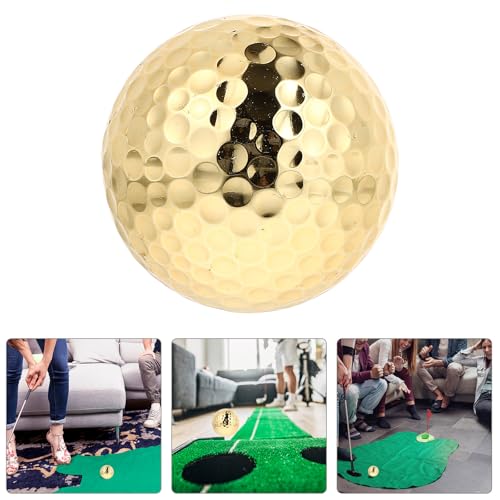 Practice Golf Balls Training Aids Double-Layer Gold Golfing Practice Ball for Indoor and Outdoor Putting Game Training