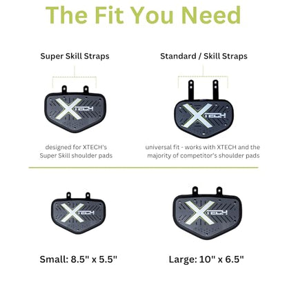 XTECH Vented 5-Sided Football Backplate - Universal Adjustable Back Plates for Adult Mens and High School Players for Football Shoulder Pads - Protective Gear and Accessories - size: Small, style: Standard / Skill