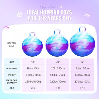 Hopper Ball for Kids 4-8, Bounce Ball with Handle for Age 4 5 6 7 8, 20" Cloud Hopping Ball Toy for Indoor Outdoor Camping Gift, Easter Basket Stuffers
