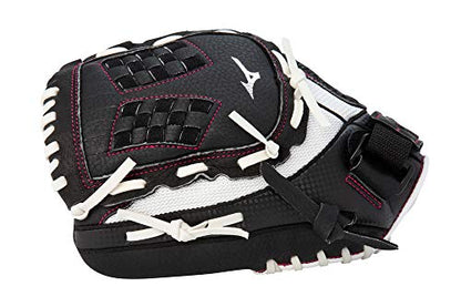 Mizuno Prospect Finch Youth - color: White/Black/Pink Trident Web, size: 11.5"|Ages 9-10