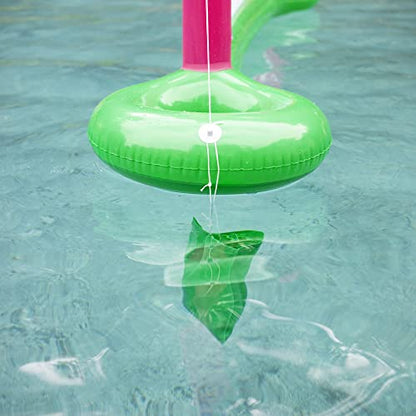 Giant Inflatable Pool Volleyball Net Set w Ball- 12 ft Long XL Size, Durable Thick PVC Material- Flamingo- Easy Inflate- Outdoor/Backyard Summer Swim BBQ Party Fun- Kids, Teens Water Float Game Toy