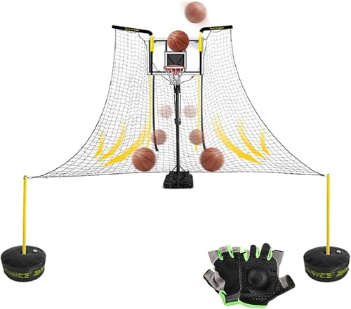 Basketball Return Attachment for Hoop with Net - Rotatable Automatic Shooting Rebounder Device for Basketball Goal