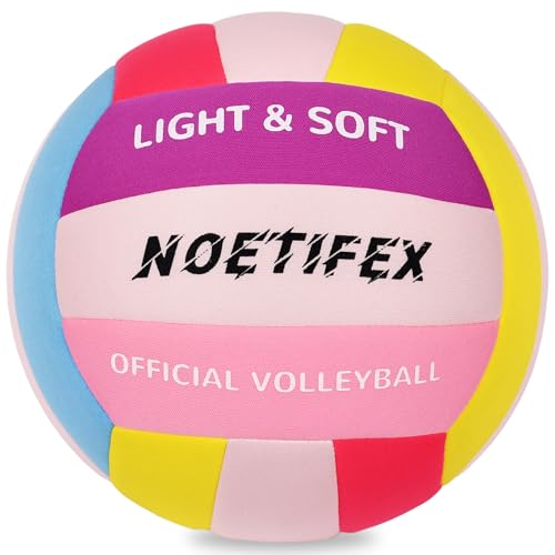 Soft Volleyball-Super Soft Fabric Light Volleyball for Indoor Practice Safe and Quiet Kids Youth Beginners House Yard Training Practice Games(Deflated) - color: Colorful