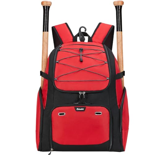 Baseball Backpack for Adult Large Capacity Softball Bat Bag with Shoe Compartment & Wet Pocket Baseball Bag with Fence Hook for 4 Bats & Equipment