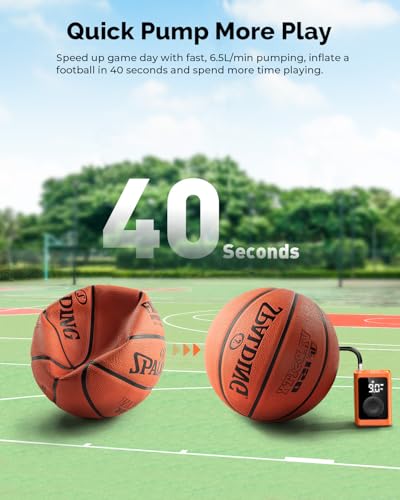 ETENWOLF P300 Plus Ball Pump, Electric Basketball Pump Inflation and Deflation, with 3200 mAh Rechargeable Battery, Air Pump for All Sports Balls - color: vivid orange