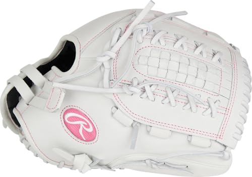 Rawlings | Liberty Advanced Color Series Fastpitch Softball Glove - color: White / Pink | X-Laced Basket Web, size: 12.5" | Utility