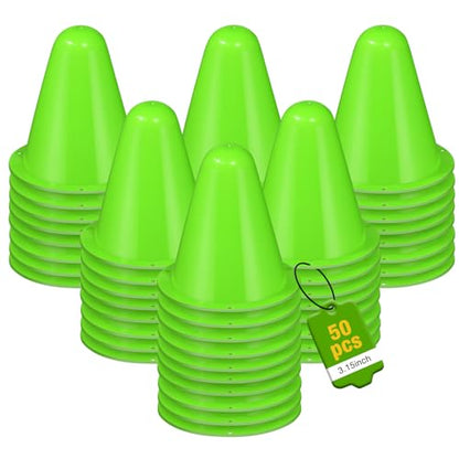 50 Pack 3.15 Inch Mini Cones for Sports Drills,Agility & Footwork Practice,Portable Small Cones for Indoor Outdoor Soccer,Basketball,Team Activities