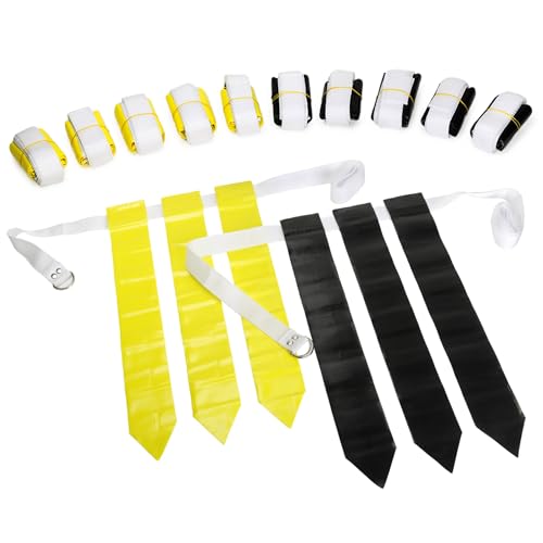 12 Player Adjustable Flag Football Youth/Adult Set, 3 Flags per Belt, Side Release Buckle, 36 Flags, 6 v 6 Set