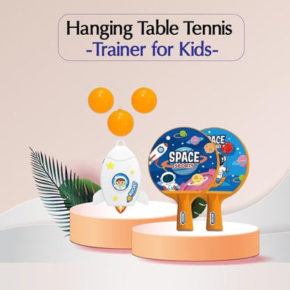 Ping-Pong Table Tennis Trainer Set for Kids | Teenagers | Adults, 2 Balls & Racket | Indoor & Outdoor Game