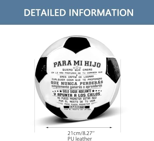 Traditional Black White Soccer Ball High Performance Diameter 21cm/ 8.3 Inch, I Love You Inspirational Soccer Gifts for Birthday Christmas - color: Para Mi Hijo