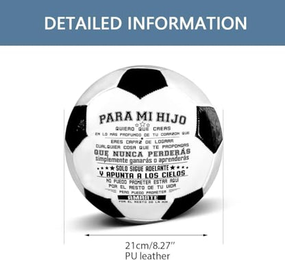 Traditional Black White Soccer Ball High Performance Diameter 21cm/ 8.3 Inch, I Love You Inspirational Soccer Gifts for Birthday Christmas - color: Para Mi Hijo