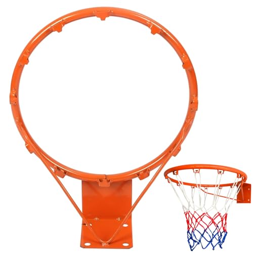 Basketball Rim, Heavy Duty Shock-Absorbing Wall Mounted Basketball Rim, Replacement for Driveway Backyard (Orange, 35cm)