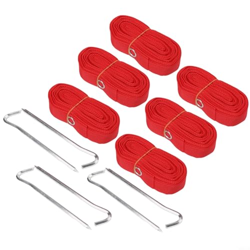 Outdoor Beach Volleyball Court Boundary Lines 8x16m Marking Kit with Stakes High Visibility Red Nylon Rope for Sand or Grass Fields Pack of 6 Ropes and 6 Stakes
