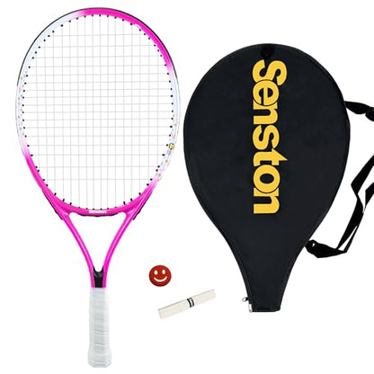 Senston Kids Tennis Racket Set (17 & 23 Inch) - 1 Pack Junior Tennis Racquet, Lightweight Aluminum Frame, Includes Cover - color: pink, size: 23 inch