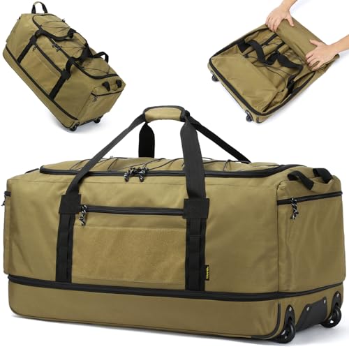 170L Extra Large Baseball Bag with Wheels Gym Duffle Softball Catchers Coach Team Equipment Bags Collapsible Rolling Travel Duffel Bat Gear Bag for Hockey Basketball Football Volleyball Soccer - color: Brown