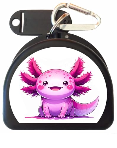 Axolotl Retainer and Mouthguard Case with Carabiner, Durable Mouthguard Case for Sports, Teeth Aligner Retainer Holder for Travel and Protection, Ideal for Secure Storage - Black - color: Black