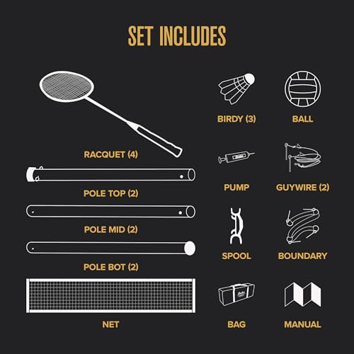 BadenBaden Champions Volleyball Badminton Combo Set - color: Black/Red