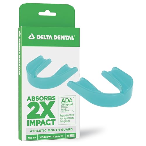 Delta Dental Sports Mouth Guard - ADA Accepted - 2X The Impact Absorption - Works with Braces - Youth Aqua - color: Aqua, size: Youth