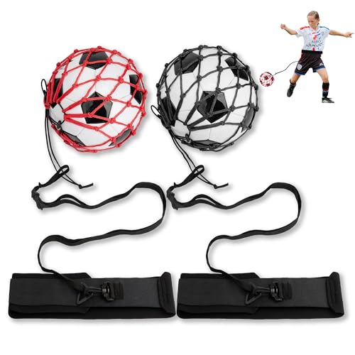2PCS Soccer Ball Net Soccer Training Equipment, Football Kick Throw Solo Practice Training Aid, Upgrade Soccer Nets for Kids Youth Adults for Ball Size 3, 4, 5