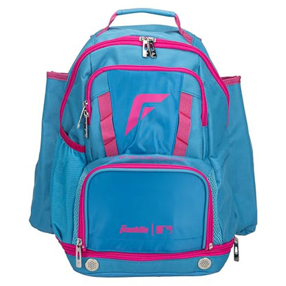 Franklin Sports Gameday Baseball + Fastpitch Softball Backpacks - Adult + Youth Bat Bags for Equipment - Waterproof Batpacks - color: Blue/Pink