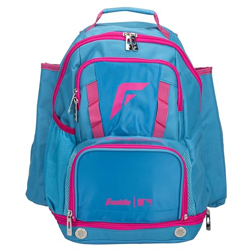 Franklin Sports Gameday Baseball + Fastpitch Softball Backpacks - Adult + Youth Bat Bags for Equipment - Waterproof Batpacks - color: Blue/Pink