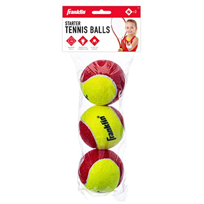 Franklin Sports Starter Tennis Balls - Pressureless, Low Bounce for Beginners - Great for Training + Practice - 3 Pack - All Court Surface