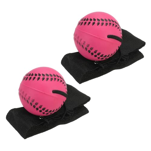 PATIKIL Sports Wrist Ball Rubber Rebound Wristband Wrist Return Ball Sport on a String for Exercise - color: Fluorescent Rose Red, size: 1.9 Inch