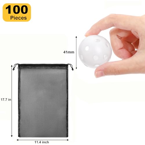 100 Pack Practice Golf Balls, Plastic Golf Training Balls 41mm Hollow Airflow Golf Balls for Driving Range, Swing Practice, Indoor Outdoor Use, White