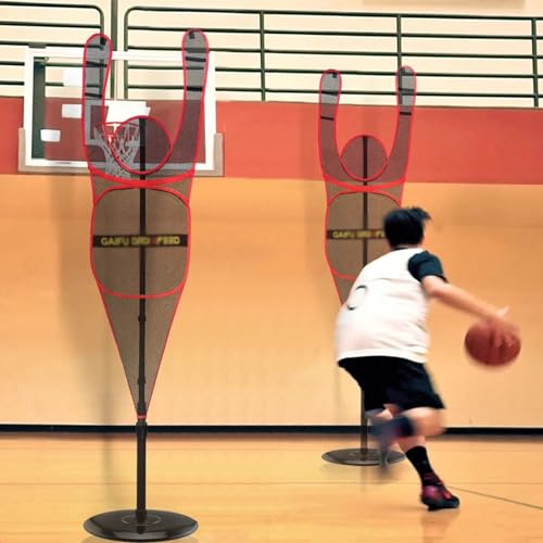 Portable Defender Practice Dummy for Basketball, Adjustable Freestanding Training Mannequin for Dribbling Shooting Passing (Red)