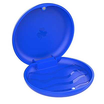 2-Pack Ultra-Thin Round Aligner & Retainer Case with Magnetic Closure – Slim Portable Travel Container for Braces, Mouth Guard, Night Guard, BPA-Free Anti-Slip Water Ripple Design (Blue) - color: Blue